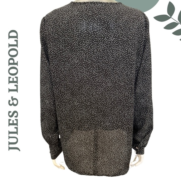 🛍️3/$40 Jules & Leopold Long Sleeve Polka Dot Black White Blouse Medium - Picture 4 of 6